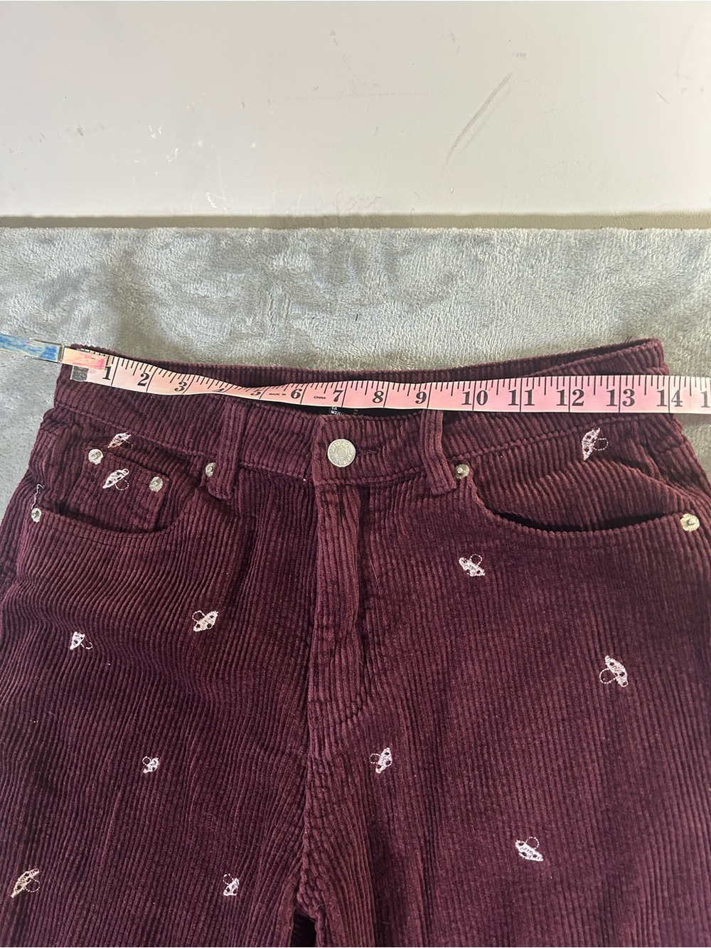 Forever 21 Embroidered Mushroom Corduroy Pants in Deep Burgundy - Picture 8 of 11